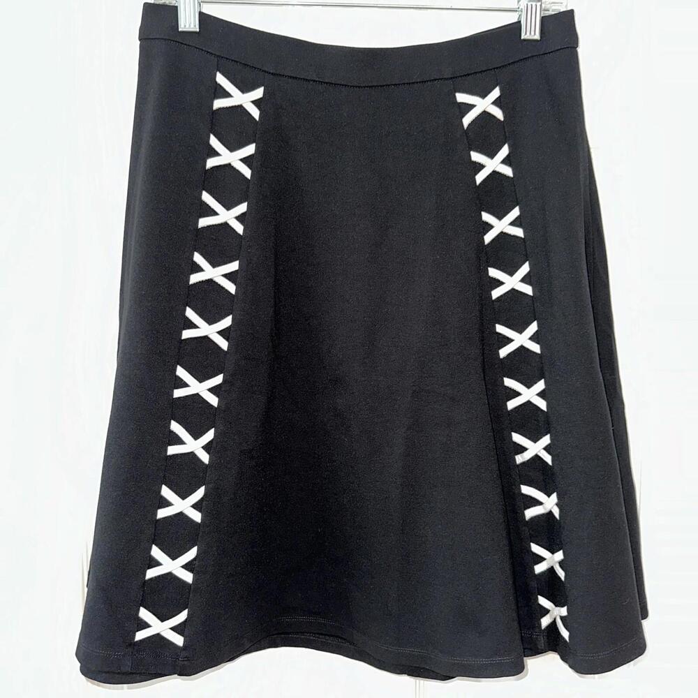 Catherine Women's M Knee Length Skirt Black/White Dark Academia